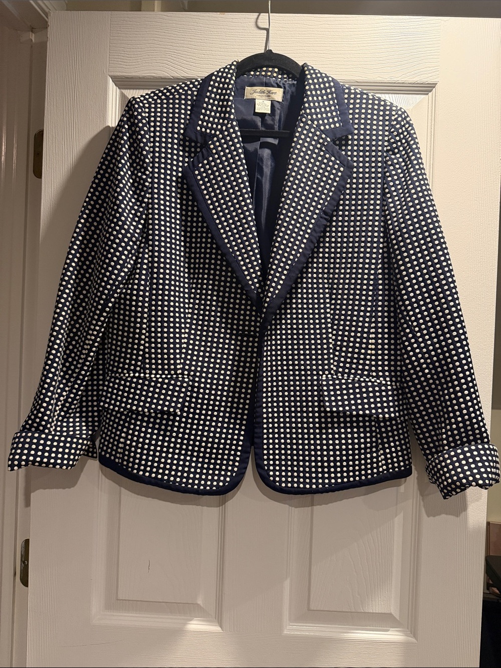 Talbots Navy and White Polka Dot Blazer